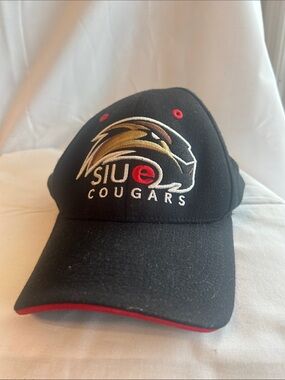 Source Unknown Black SIUE Cougars Embroidered Baseball Cap with Red Accents